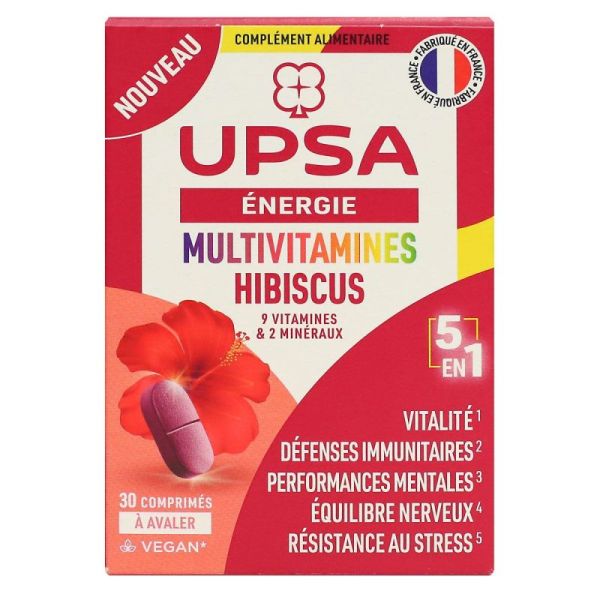 Upsa Energie Multivitamines Hibiscus - 30 comprimés à avaler