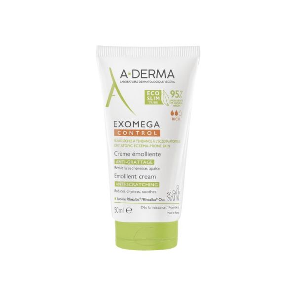 A-Derma - Exomega Control - Crème émolliente anti-démangeaisons - Peaux sèches à tendance à l'eczéma atopique