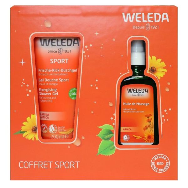 Weleda Coffret Sport Gel douche 200 mL &  huile de massage arnica 100 mL