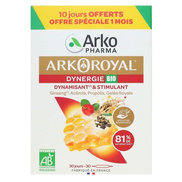 Arkoroyal Dynergie BIO - 30 ampoules - Offre spéciale 10 jours offerts