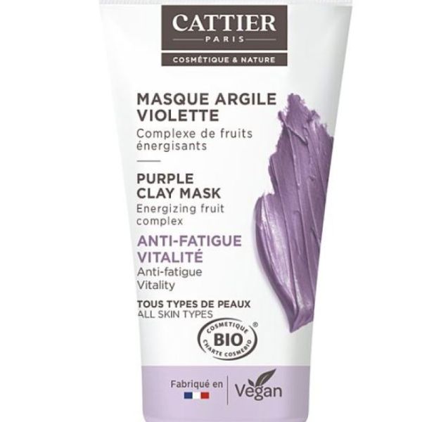 Cattier Mini Masque Argile Violette 30 mL - Anti-fatigue et Vitalité