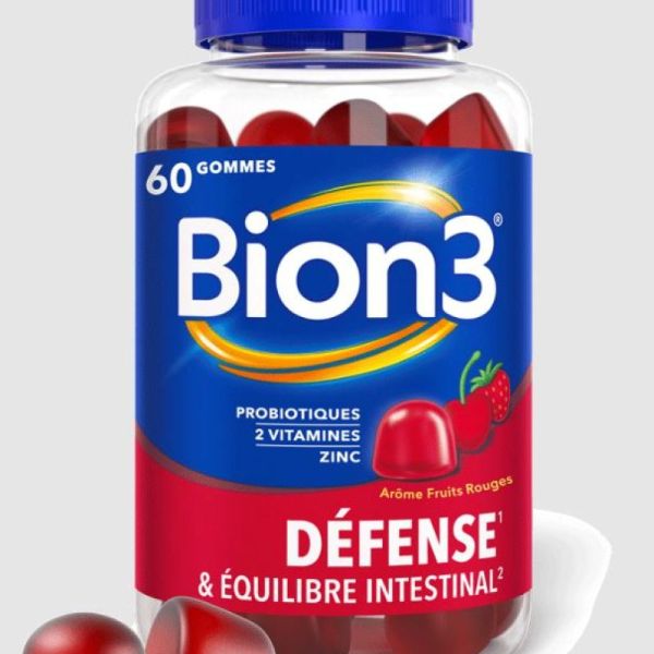 Bion 3 Défense & équilibre intestinal - 60 Gommes arôme fruits rouges