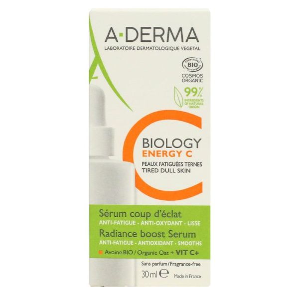 A-DERMA BIOLOGY ENERGY C Sérum Coup d'éclat à la vitamine C 30mL