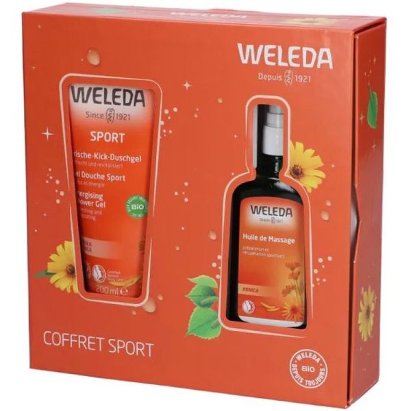 Weleda Coffret Sport Gel douche 200 mL &  huile de massage arnica 100 mL