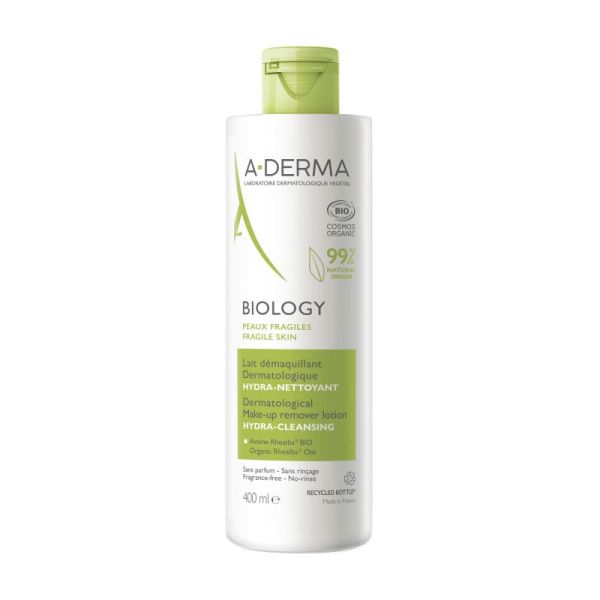 A-DERMA BIOLOGY Lait démaquillant dermatologique hydra-nettoyant 400mL