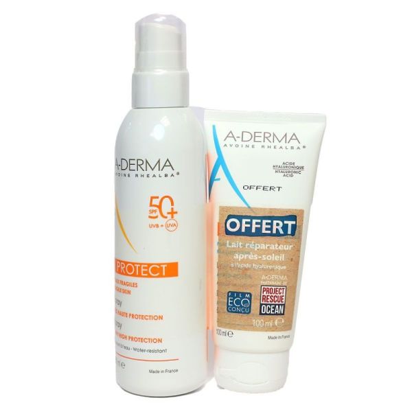 A-Derma Protect Spray Spf50 200mL + Lait après soleil offert 100mL