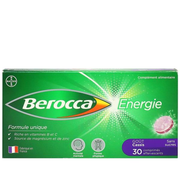 Berocca Energie Goût Cassis - 30 comprimés effervescents