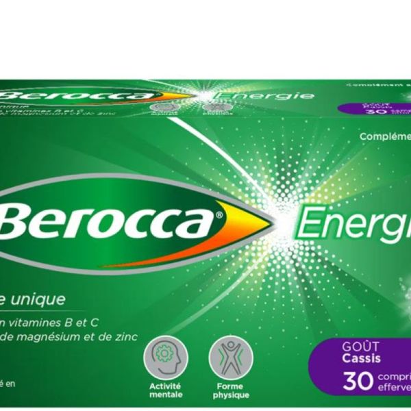 Berocca Energie Goût Cassis - 30 comprimés effervescents