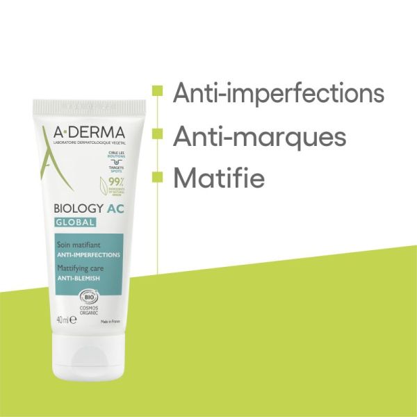 A-Derma Biology Ac Global Soin Anti-imperfections 40mL