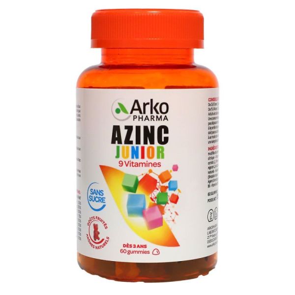 Azinc Junior 9 vitamines - 60 Gummies sans sucre