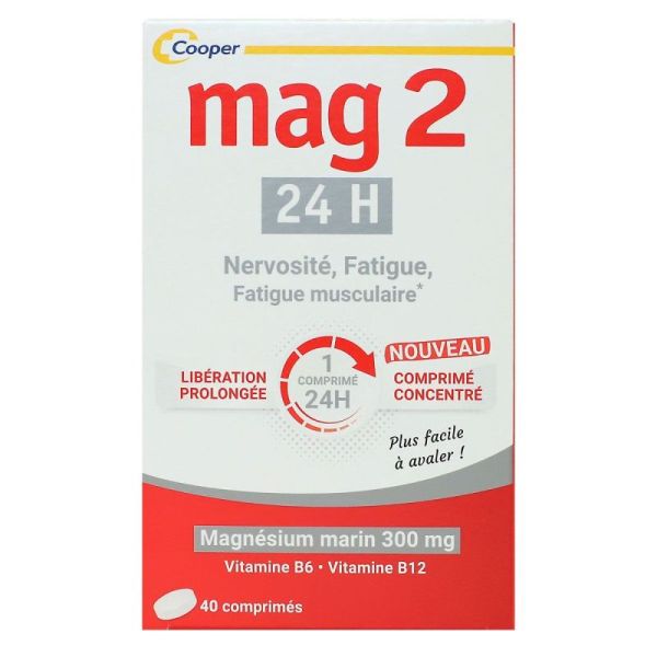 Mag2 24H - Magnésium marin 300mg - 40 comprimés